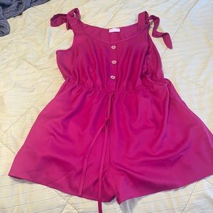 Hot pink romper with buttons